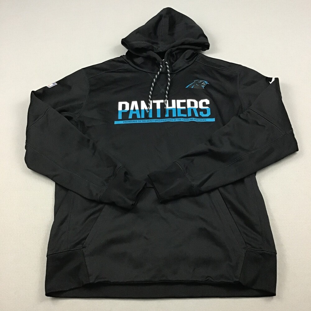 Carolina Panthers Hoodie Men Large Black Nike On Field NFL Pullover Dri Fit L